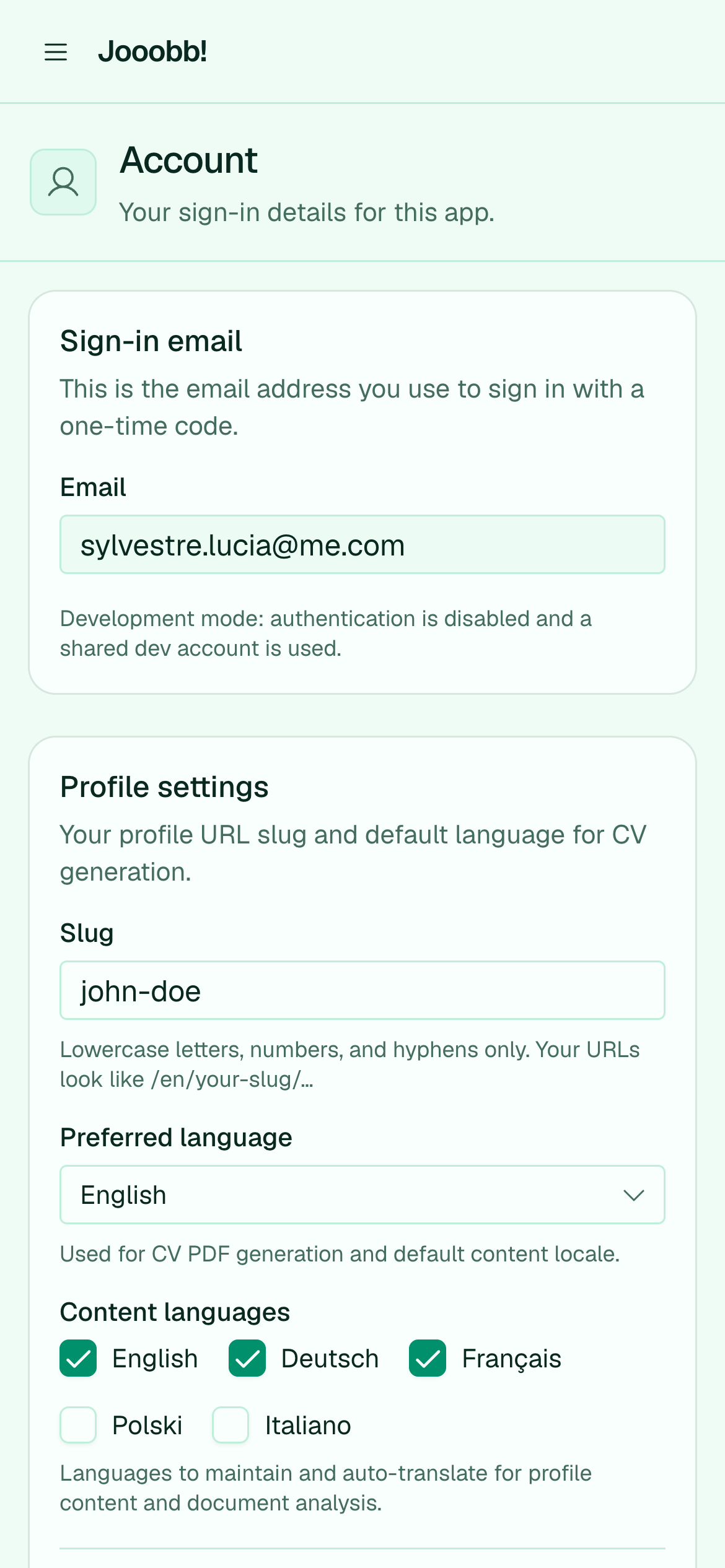 Account & privacy